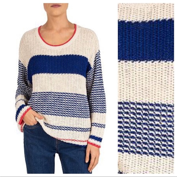 Gerard Darel Ermina Striped Cotton Linen Sweater Size 2 US M - Picture 3 of 8